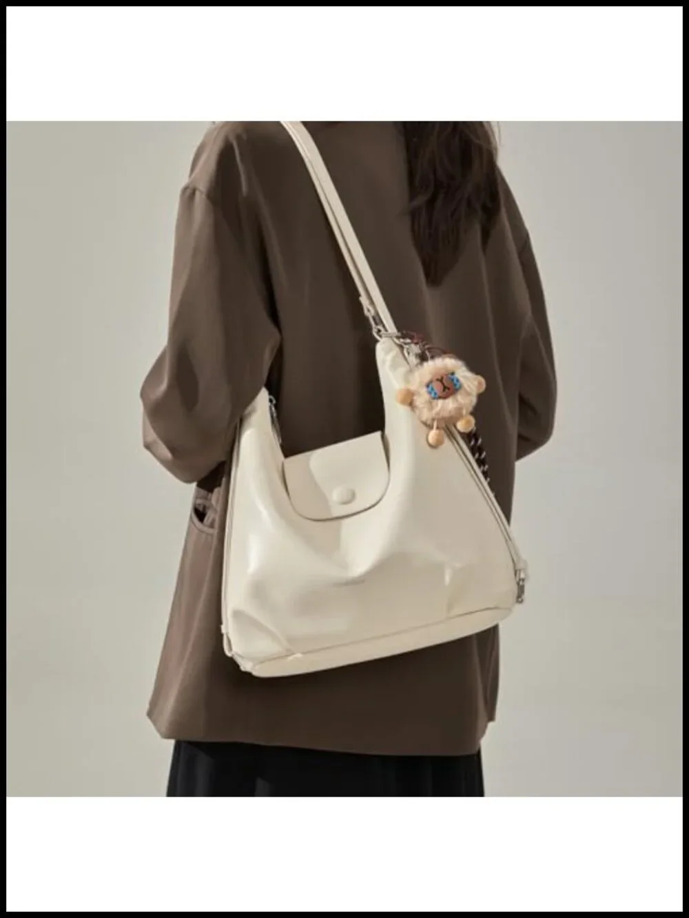 Faux Leather Hobo Shoulder Bag 3-in-1 Backpack Crossbody Tote Work Purse